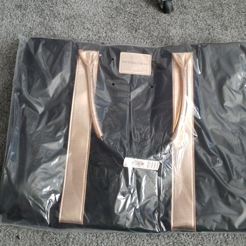 Victoria's Secret black & rose gold tote NWT